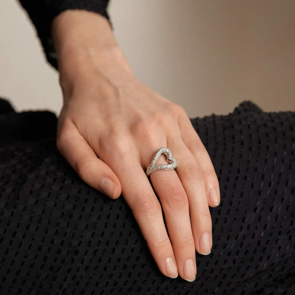 Bague Coeur pavage Diamants