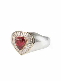 Bague Coeur rubis et diamants