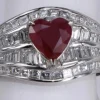 Bague Coeur Rubis et Diamant fantaisie en or blanc