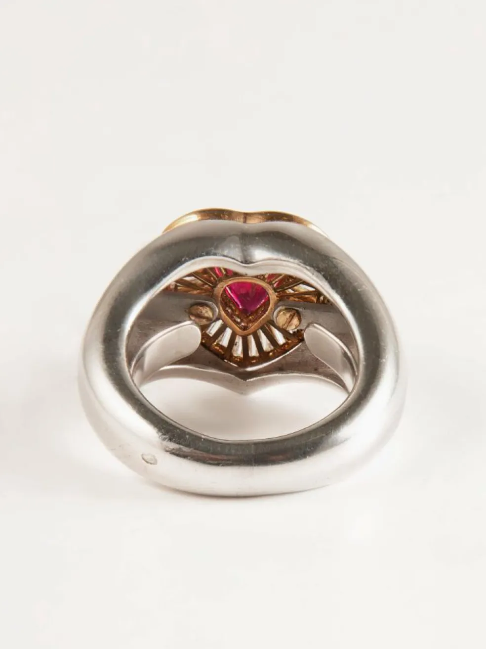 Bague Coeur rubis et diamants