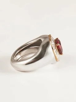 Bague Coeur rubis et diamants