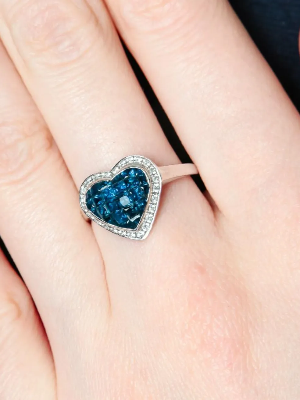 Bague Coeur Saphirs Diamants