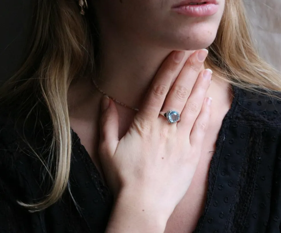 Bague COEUR topaze et argent