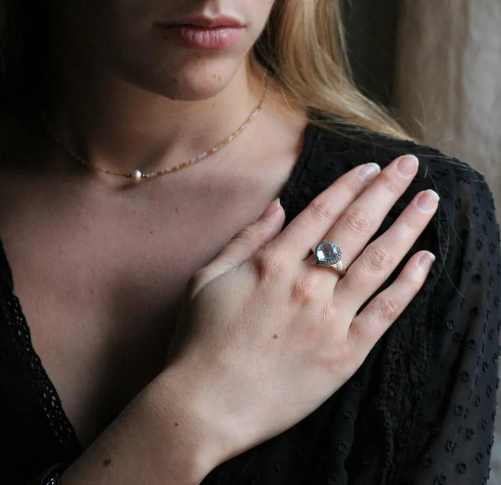 Bague COEUR topaze et argent
