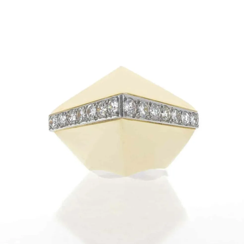 Bague Conique en Or Jaune et Diamants