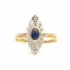 Bague contemporaine en or jaune 18 carats sertie d'un saphir et de diamants