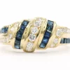 Bague contemporaine en or jaune sertie de saphirs et de diamants