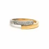 Bague contemporaine en or jaune et blanc 18 carats sertie de diamants