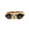 Bague contemporaine en or jaune 18 carats sertie de saphirs et d'un diamant
