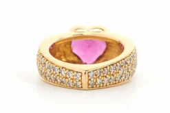 Bague contemporaine en or jaune 18 carats sertie d'une tourmaline et de diamants