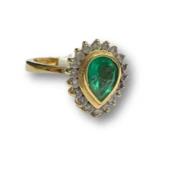 Bague contemporaine en or 18 ct avec émeraudes et diamants