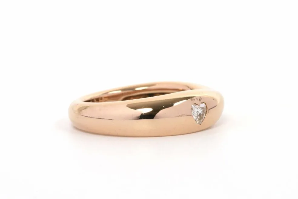 Bague contemporaine en or jaune 18 carats sertie d'un diamant