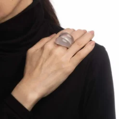 Bague contemporaine en quartz rose et diamant Estate, édition limitée