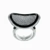 Bague Contemporaine or blanc diamants et onyx