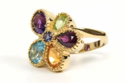 Bague contemporaine or jaune sertie de pierres multiples