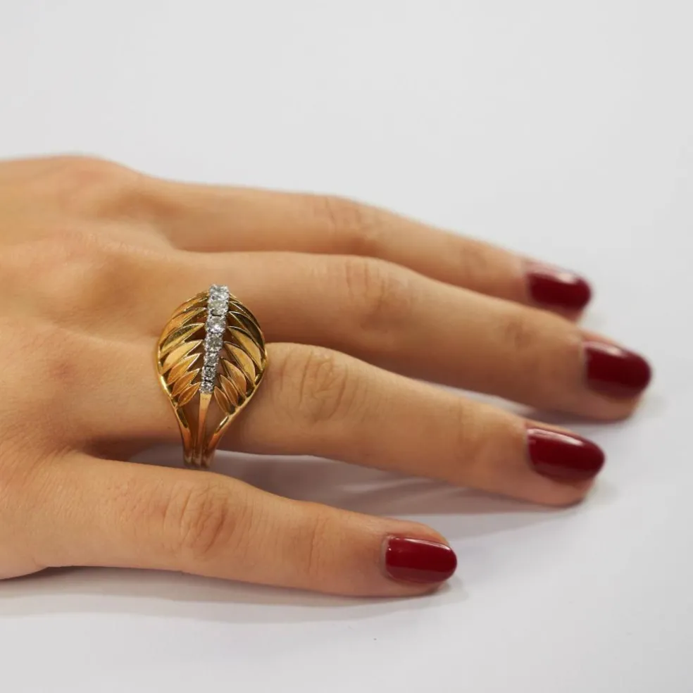 Bague Coquillage Or Jaune Diamants