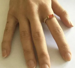 Bague Corail & diamants