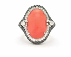 Bague corail et diamant