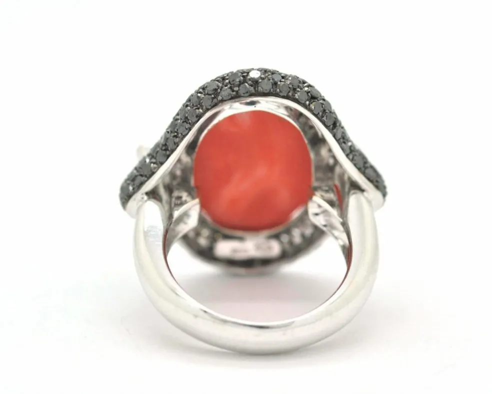 Bague corail et diamant