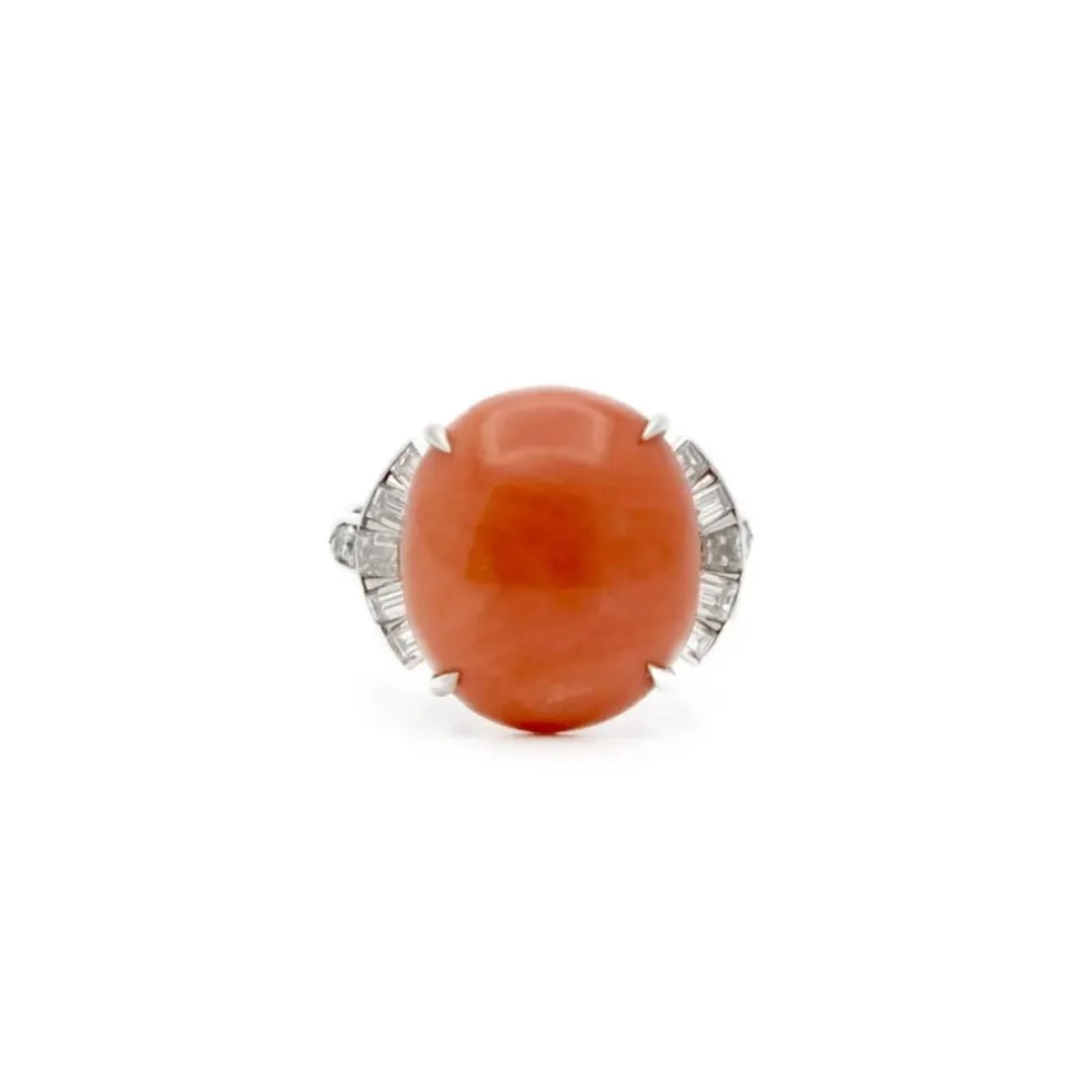Bague corail et platine