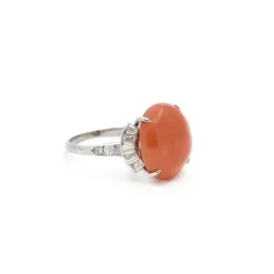 Bague corail et platine