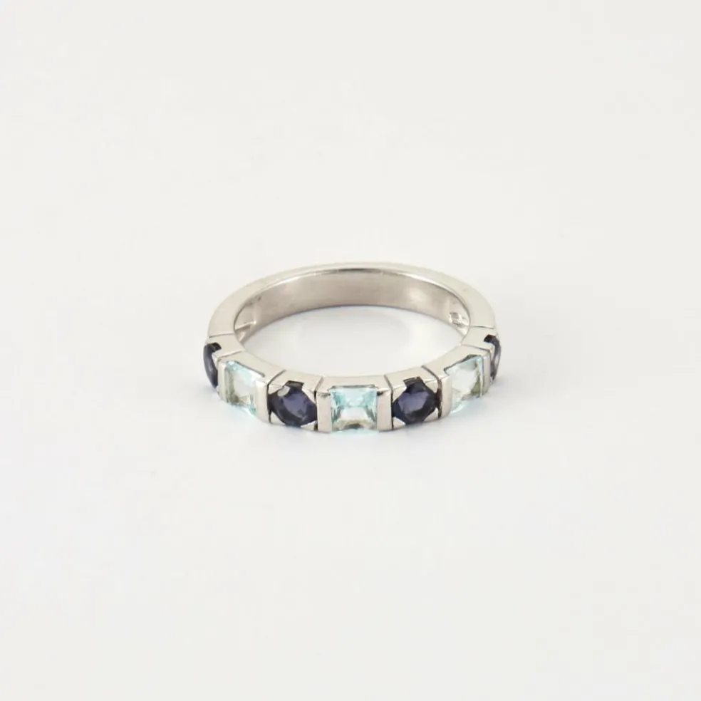 Bague Cordiérites Topazes bleues