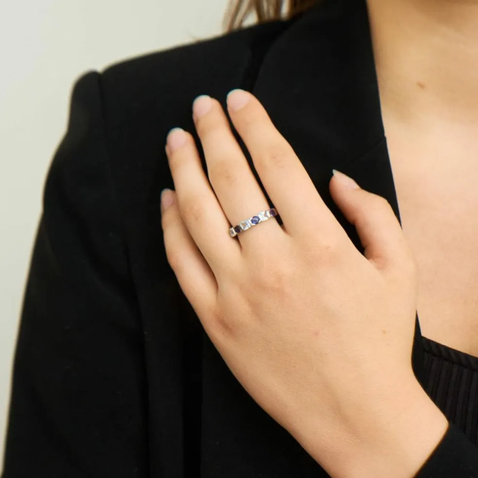 Bague Cordiérites Topazes bleues