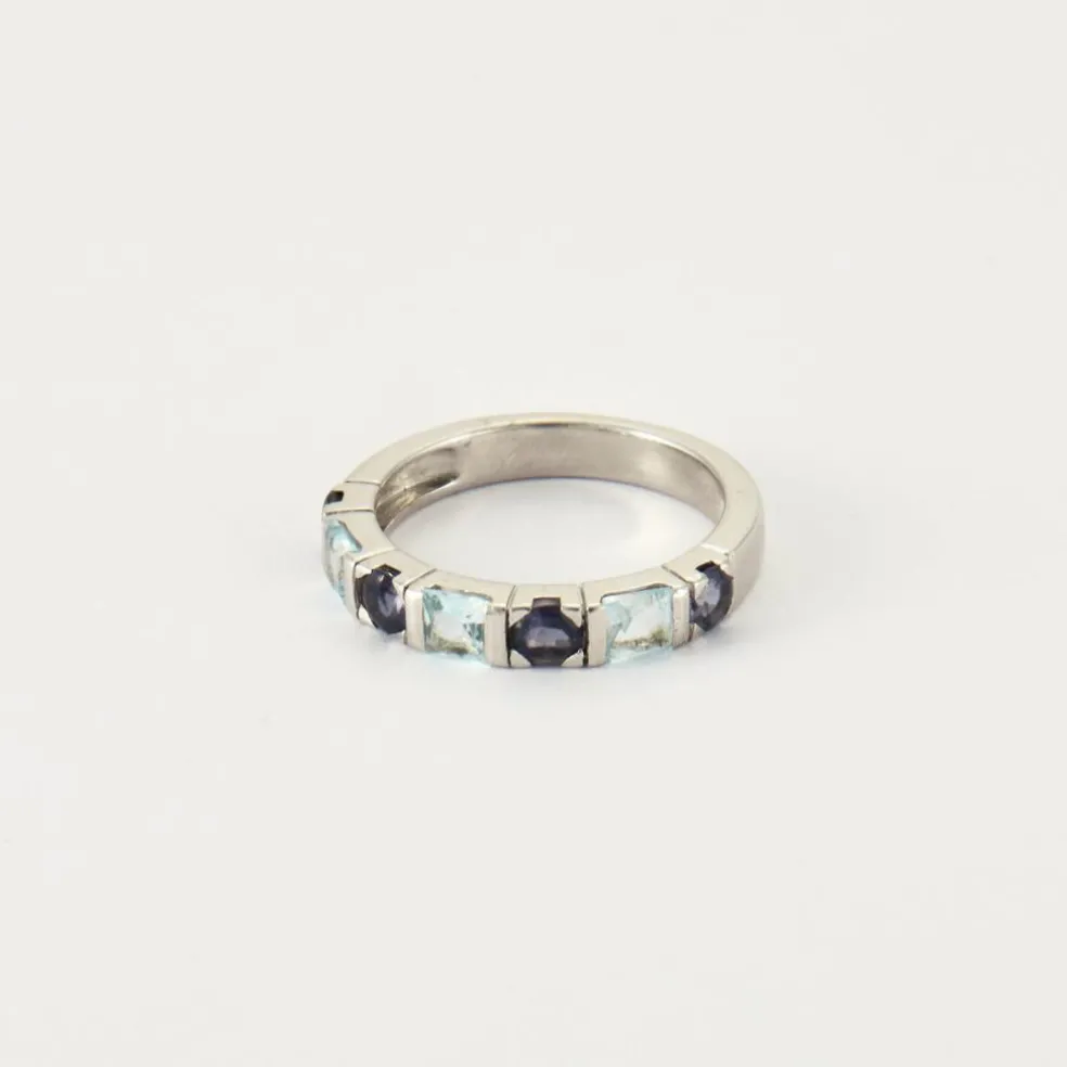 Bague Cordiérites Topazes bleues