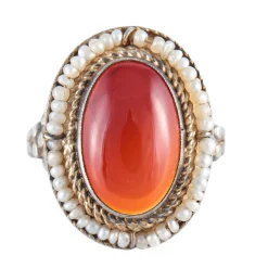 Bague cornaline, perles