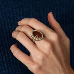 Bague cornaline, perles