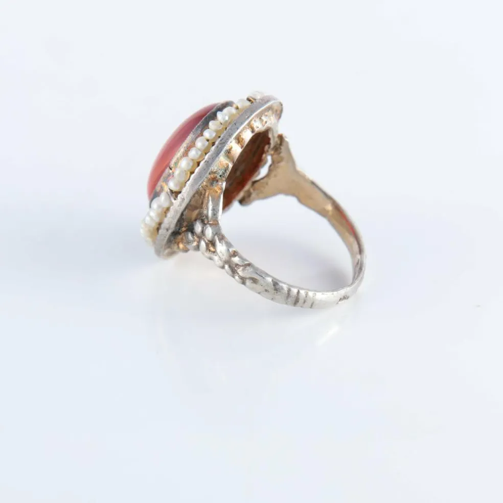 Bague cornaline, perles