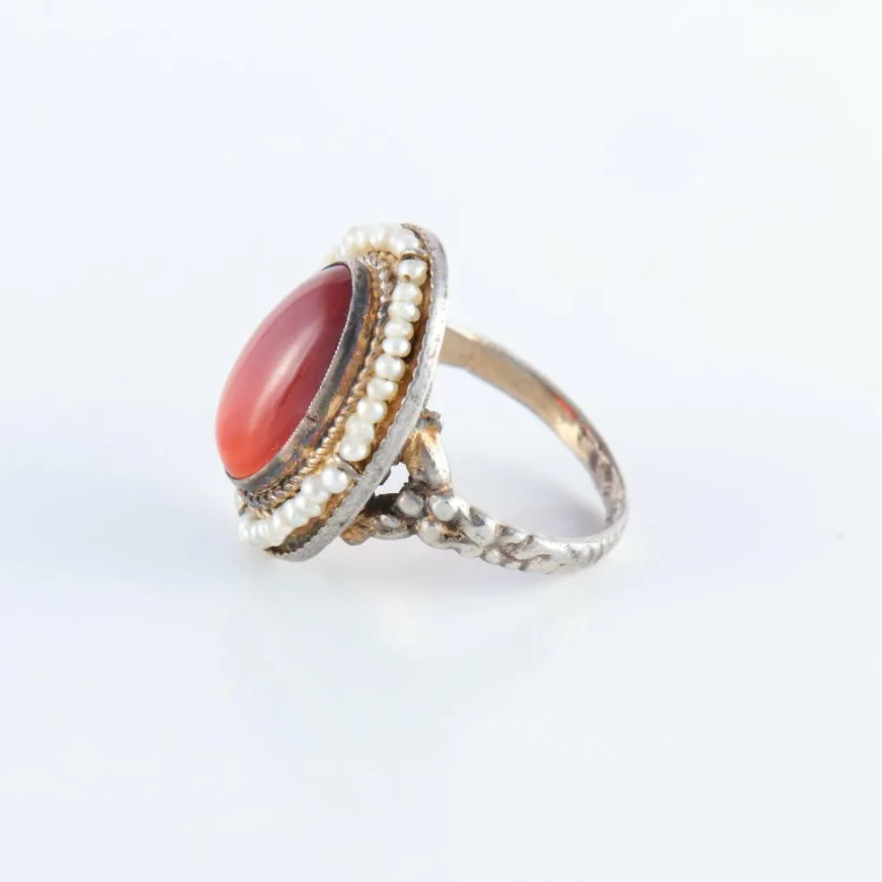 Bague cornaline, perles