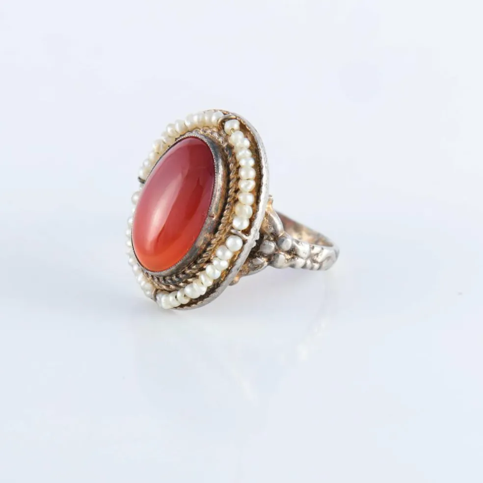 Bague cornaline, perles