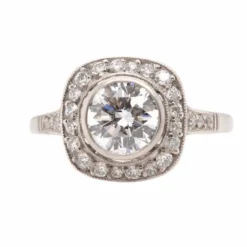Bague coussin Platine Diamant