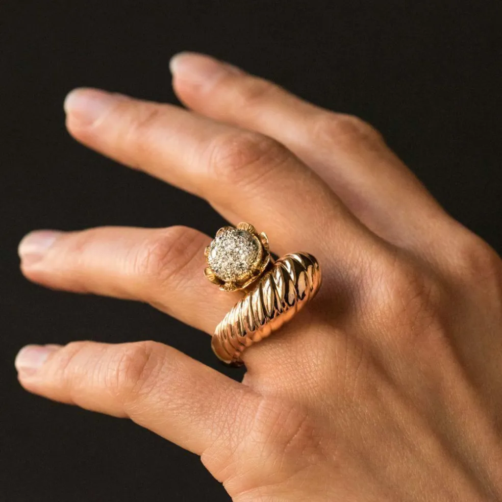 Bague couture or et diamants