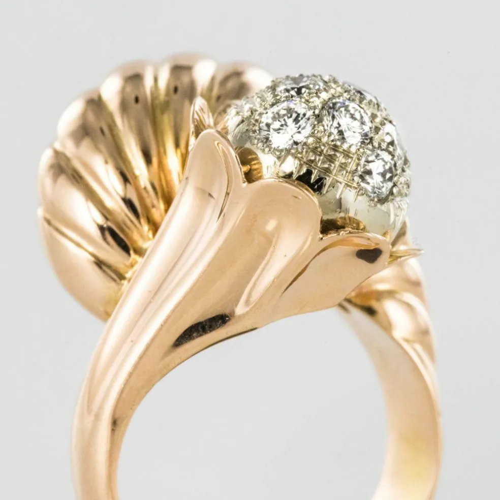 Bague couture or et diamants