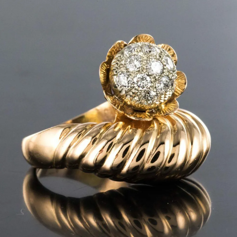Bague couture or et diamants