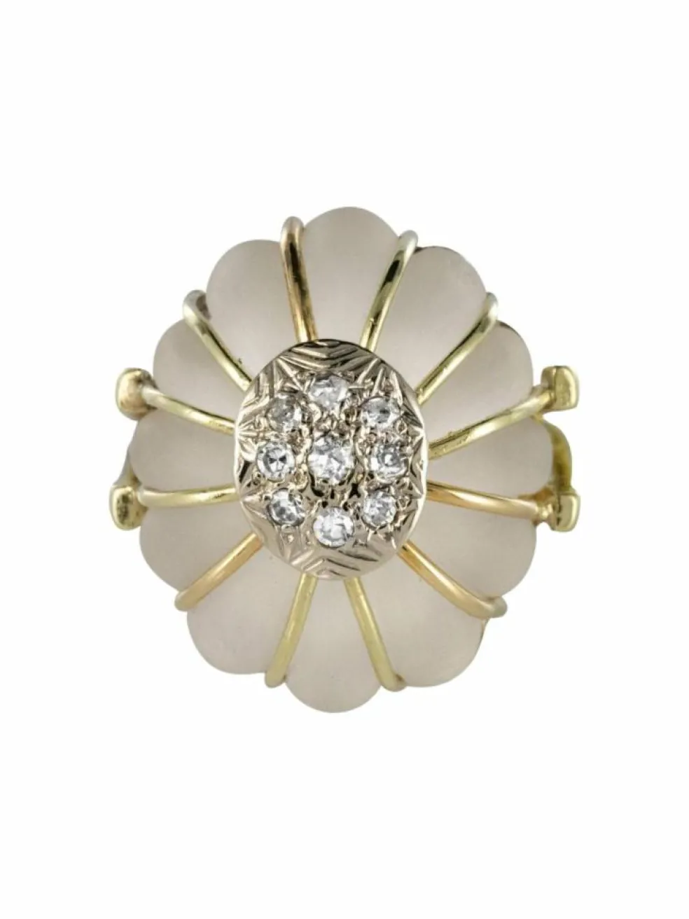 Bague cristal de roche or diamants
