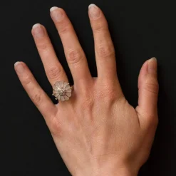 Bague cristal de roche or diamants
