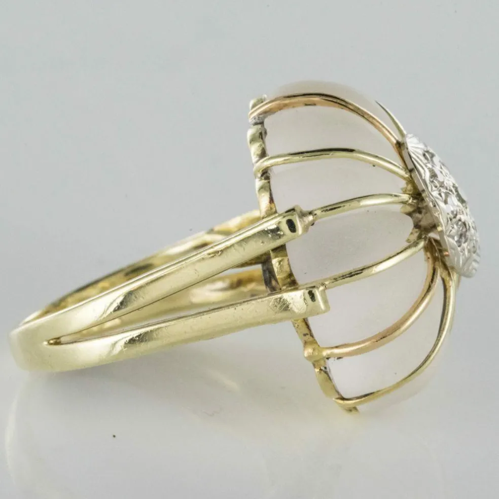 Bague cristal de roche or diamants