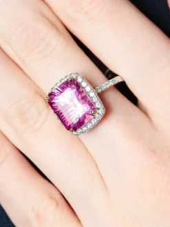 Bague cristal Rose de France or blanc