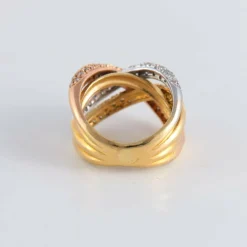 Bague Croisée 3 ors pavage Diamants