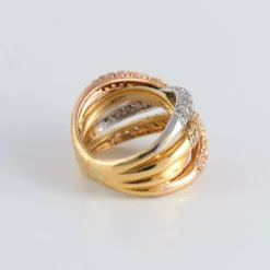 Bague Croisée 3 ors pavage Diamants