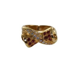 Bague croisée noeud diamants et rubis
