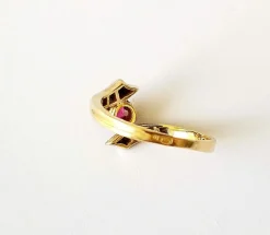 Bague croisée Or Jaune Rubis et Diamants