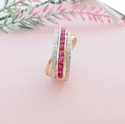 Bague Croisée Rubis Diamants