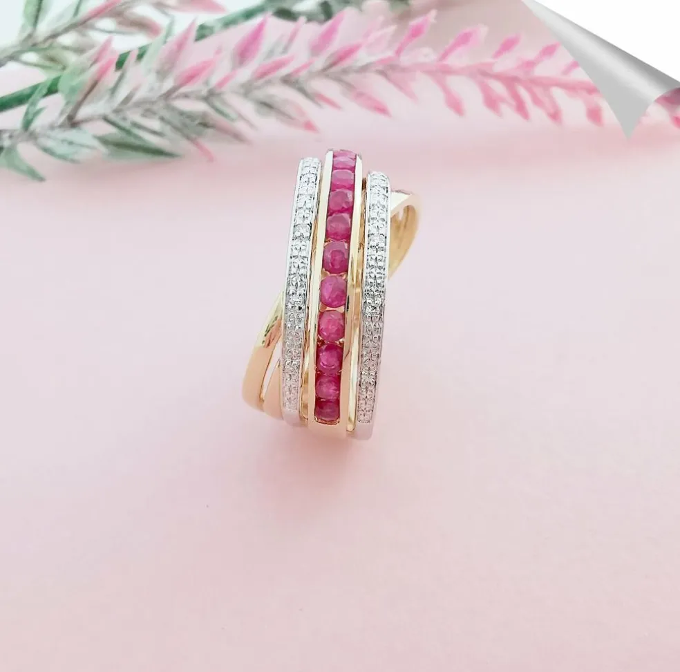 Bague Croisée Rubis Diamants