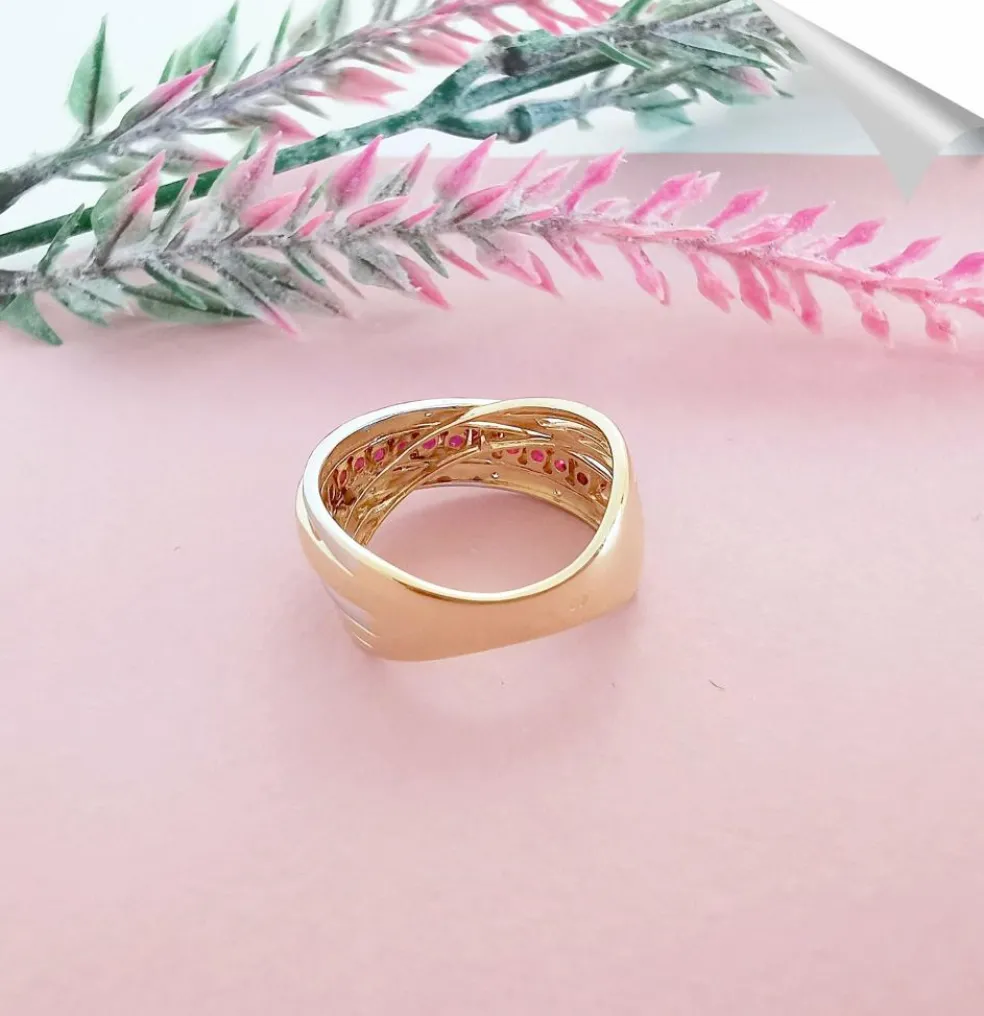 Bague Croisée Rubis Diamants