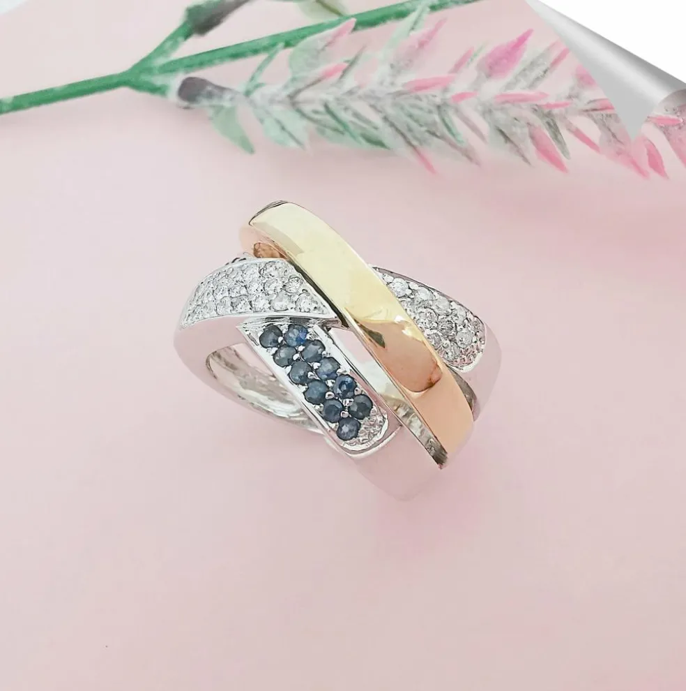 Bague Croisée Saphirs Diamants