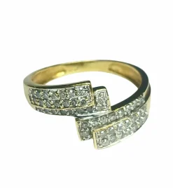 Bague croisée style art déco en or jaune